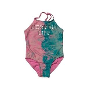 George Pink and Blue One Piece Swimsuit with Tie-Dye Design